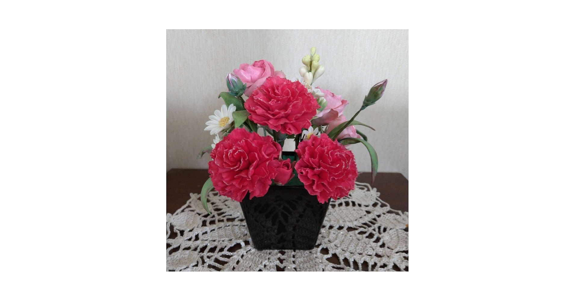 Amazon.co.jp: パンフラワー、粘土の花、赤いカーネーション